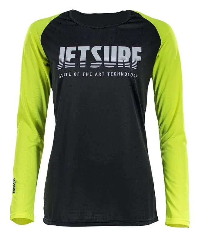 T-shirt DRYFIT LONG SLEEVE BLACK / FLUO YELLOW W Collared Crew Neck Turtle Neck