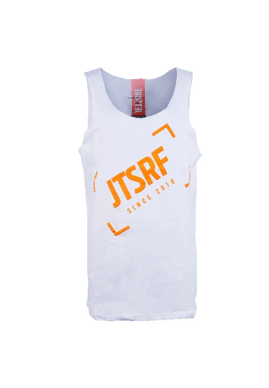 T-Shirt TOP lady White/Orange Print Jacquard Patchwork