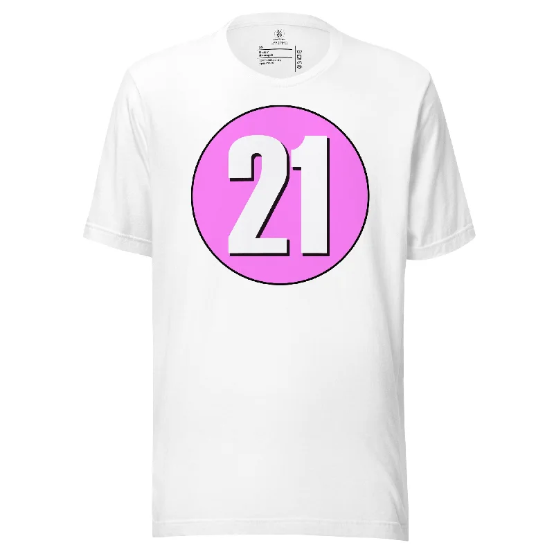 Unisex t-shirt: White on Pink 21 Houndstooth Herringbone Solid