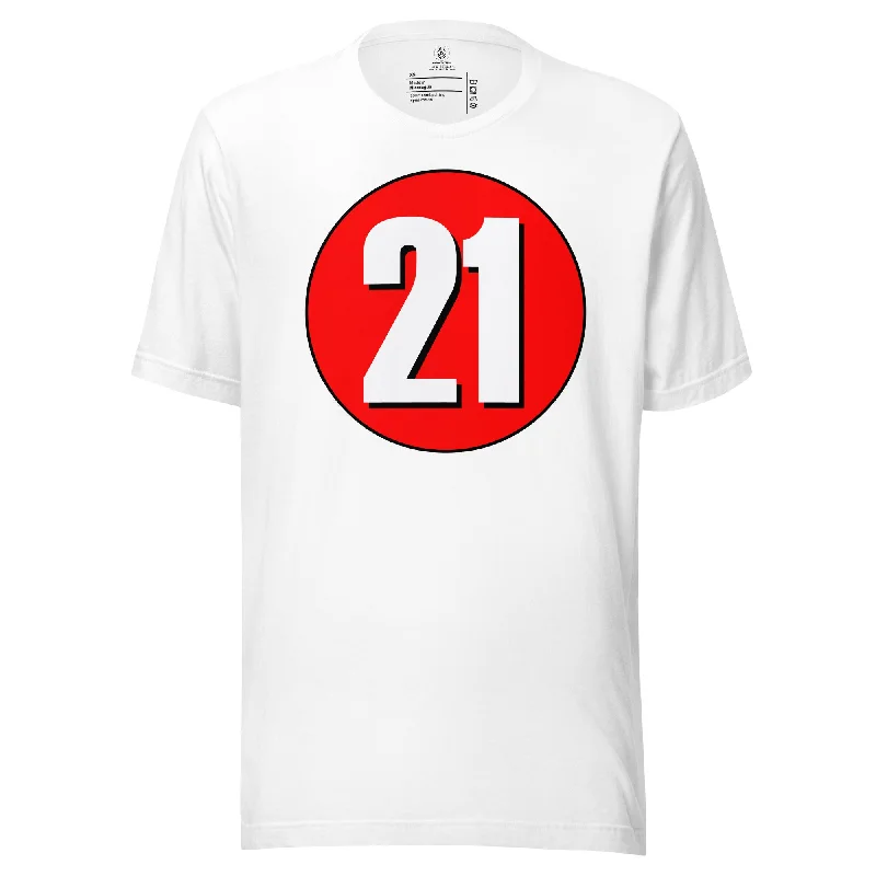 Unisex t-shirt: White on Red 21 Elegant Classic Vintage
