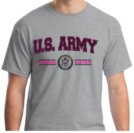 U.S. Army Proud Sister T-Shirt - Grey Wool Fabric Cashmere Fabric Tweed Fabric