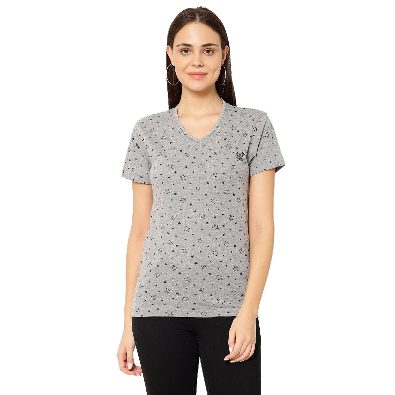 Vimal Jonney Grey Color T-shirt For Women Lace Blend Ribbed Blend Corduroy Blend