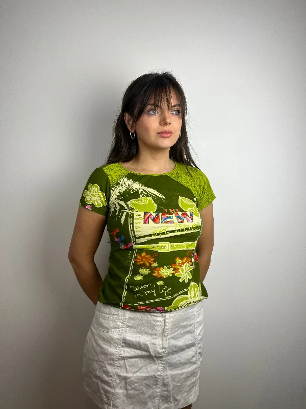 Vintage Y2K Green T-Shirt Casual Formal Business