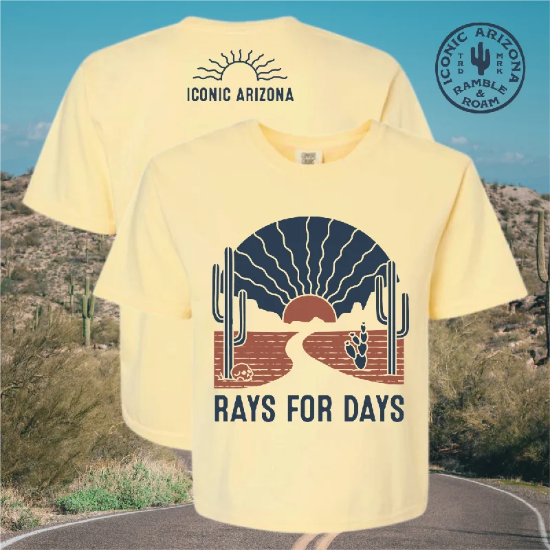 Wavy Rays for Days Ladies Boxy Crop Tee Collared Crew Neck Turtle Neck