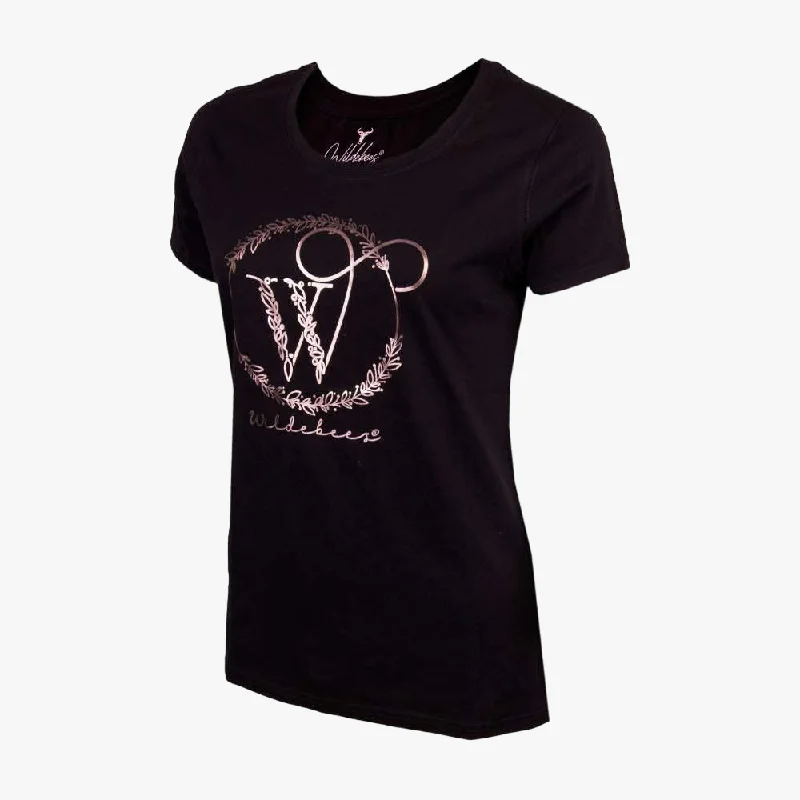 Wildebees Womens Infinity Foil Short Sleeve Tee Black Handmade Hand-knitted Hand-woven Wildebees Womens Infinity Foil Short Sleeve Tee Black Handmade Hand-knitted Hand-woven
