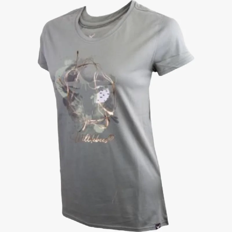 Wildebees Womens Splatter Logo Tee Sage Leaf Anti-Shrink Durable Soft