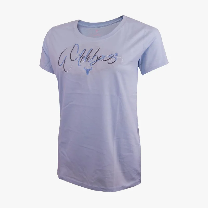 Wildebees Womens Tri Colour Ember Short Sleeve Tee Tiffany Blue Mesh Fabric Canvas Fabric Denim Fabric