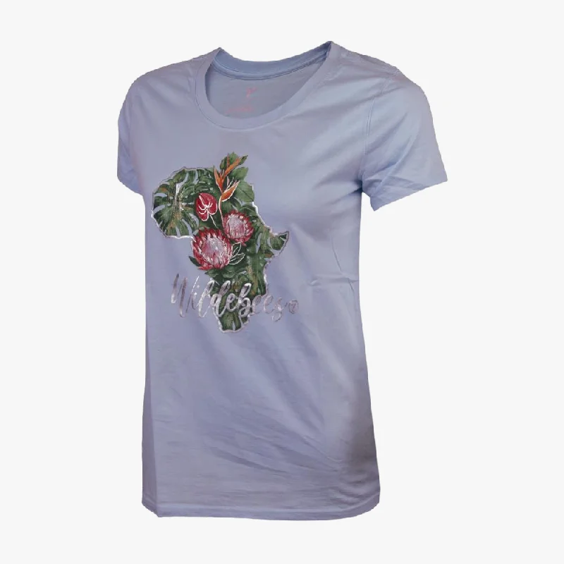 Wildebees Womens Tropical Africa Short Sleeve Tee Tiffany Blue Hooded Caped Shawl Collar Wildebees Womens Tropical Africa Short Sleeve Tee Tiffany Blue Hooded Caped Shawl Collar