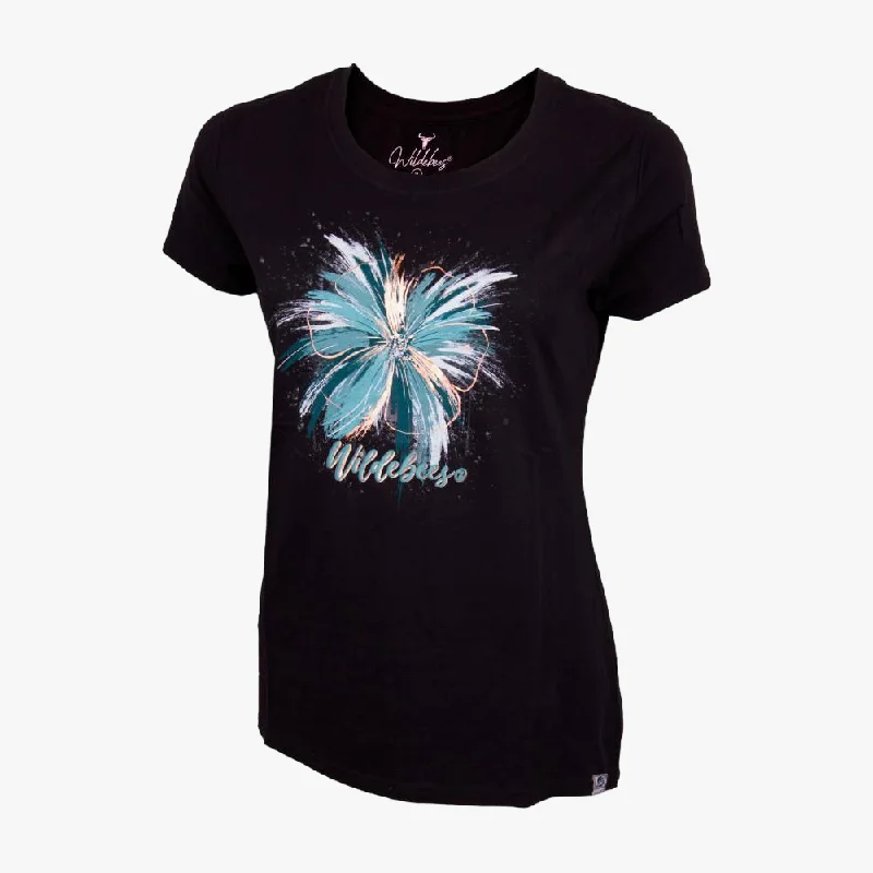 Wldebees Womens Foil Bloom Short Sleeve Tee Black Machine Wash Dry Clean Hand Wash