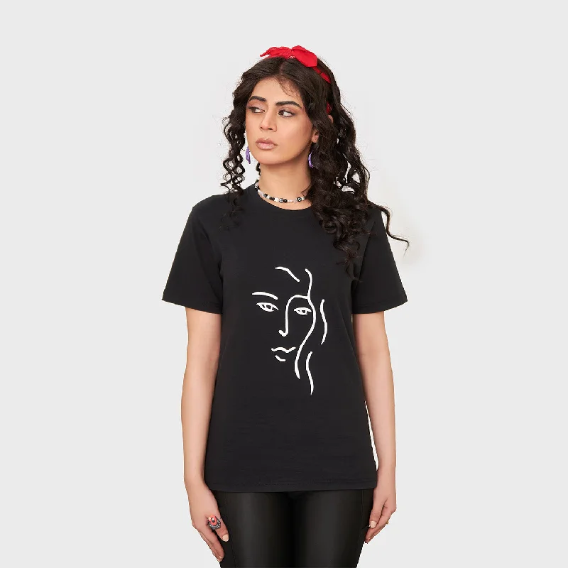 Women's Abstract Tee Print Jacquard Patchwork