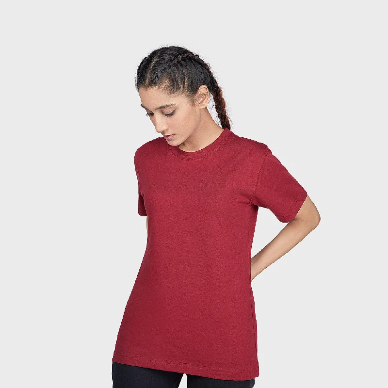 Women's Basic Crew Half Sleeves T-Shirt Chenille Blend Fleece Blend Nylon Blend