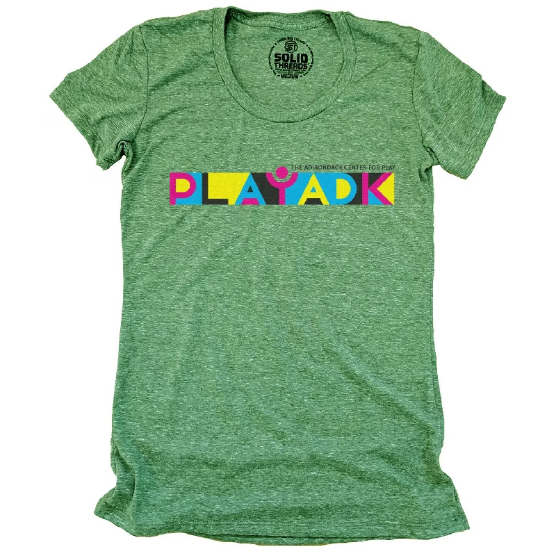 Women's Play ADK Banner Logo T-shirt Hooded Caped Shawl Collar