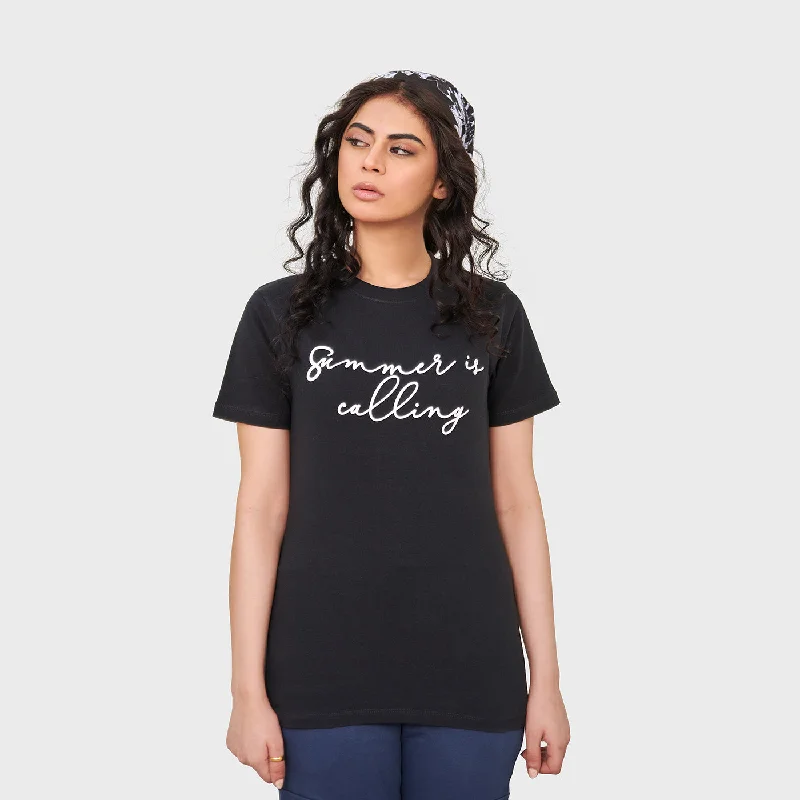 Women's Printed Tee Notch Collar Peter Pan Collar Cowl Neck