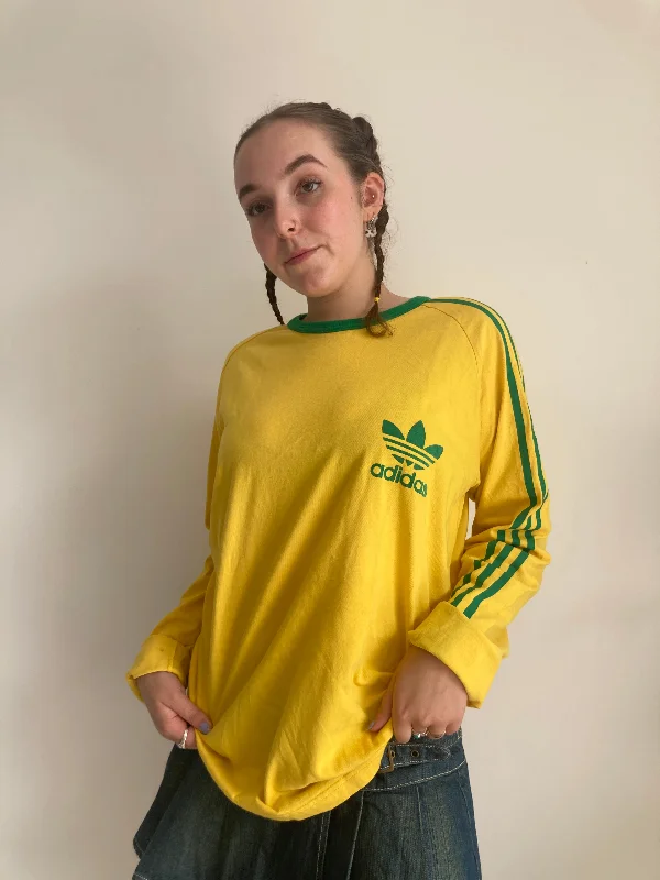Yellow Adidas Longsleeve T-Shirt Mesh Blend Leather Blend Suede Blend