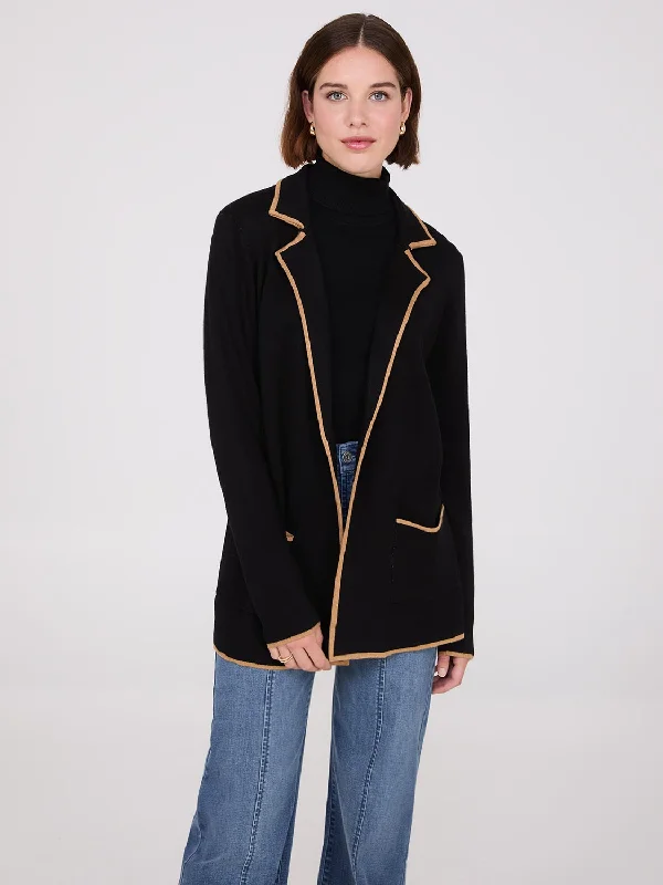 Contrast Piping One-Button Jacket Ribbed Jacket Pleated Jacket Ruffled Jacket