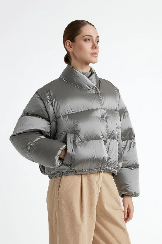 WR iridescent nylon twill puffer jacket Wool Jacket Cashmere Jacket Tweed Jacket