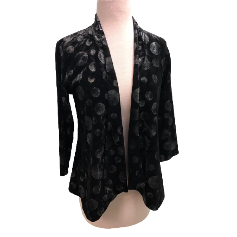 Andria Lieu Short Jacket Black Silver Circles Rayon Jacket Velvet Jacket Corduroy Jacket