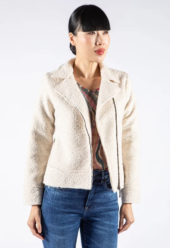 Boucle Jacket Notch Collar Jacket Peter Pan Collar Jacket Cowl Neck Jacket