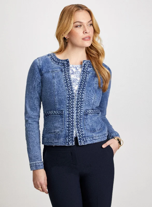 Braid Trim Denim Jacket Lace Jacket Ribbed Jacket Sequined Jacket