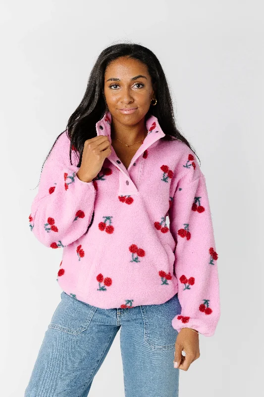 Cherry Sherpa Jacket Bomber Jacket Anorak Windbreaker