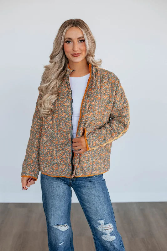 Kyra Quilted Corduroy Jacket - Apricot Chenille Fabric Brocade Fabric Lace Fabric