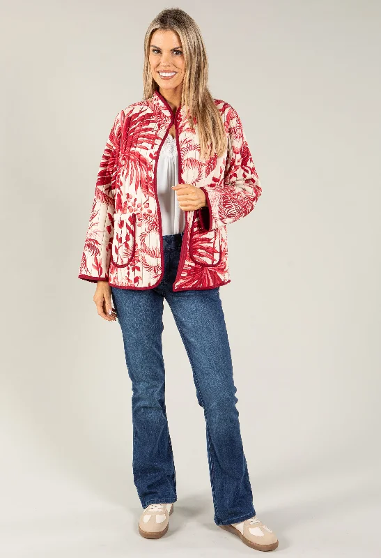 Palm Printed Quilted Jacket Jacket Blazer Coat