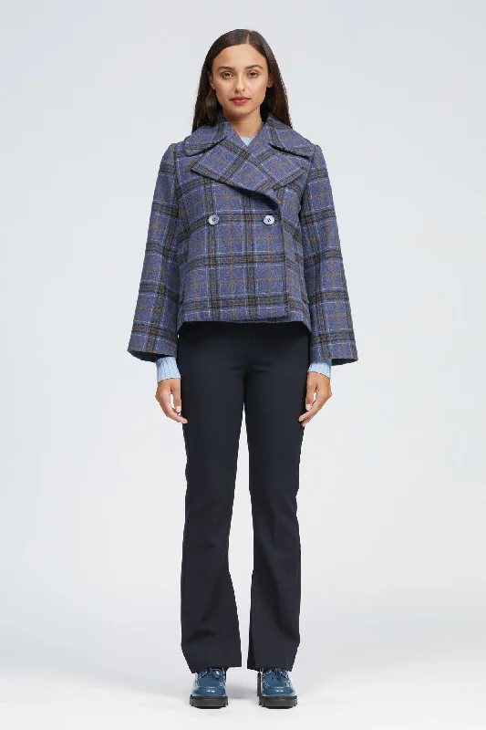 Rörö Jacket Blue/Orange Check Satin Jacket Silk Jacket Chiffon Jacket