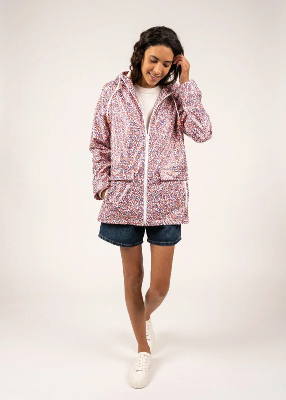 ST GABRIELLE - Waterproof Patterned Rain Jacket with Fancy Drawstrings (CAP INDIGO) Fleece Fabric Down Fabric Feather Fabric