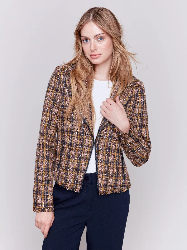 Tweed Perfecto Jacket - Navy Satin Jacket Silk Jacket Chiffon Jacket