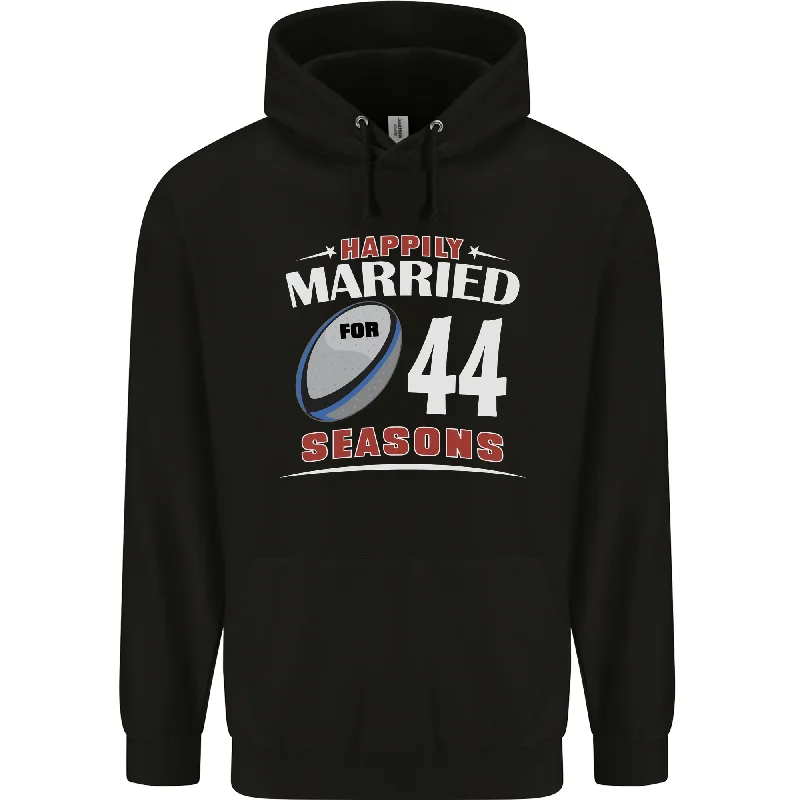 44 Year Wedding Anniversary 44th Rugby Mens 80% Cotton Hoodie Hoodie with Ribbed Cuffs Snug Fit Comfort