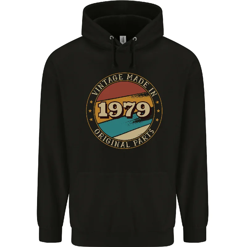 45th Birthday  Vintage Made In 1979 Mens 80% Cotton Hoodie Hoodie with Hood Adjustable Protection