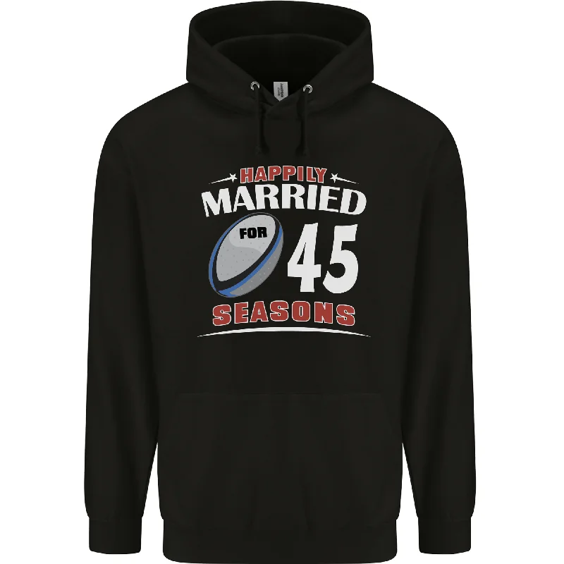 45 Year Wedding Anniversary 45th Rugby Mens 80% Cotton Hoodie Hoodie Dress Longline Feminine