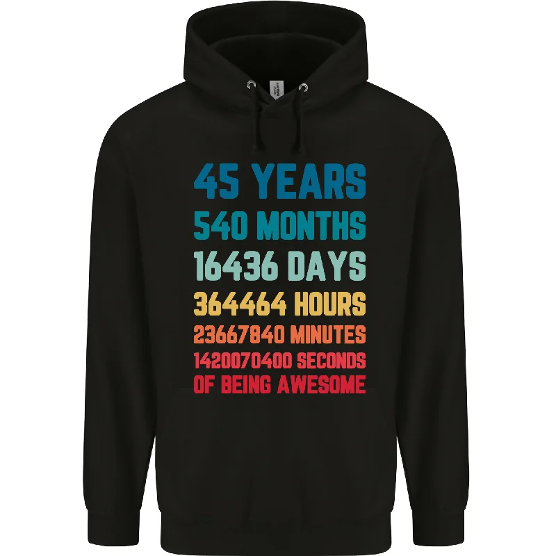 45th Birthday 45 Year Old Mens 80% Cotton Hoodie Hoodie with Half-Zip Sporty Casual