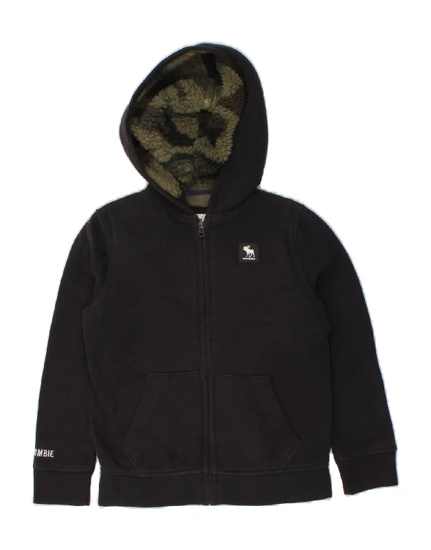 ABERCROMBIE & FITCH Boys Sherpa Zip Hoodie Sweater 7-8 Years Black Cotton Hoodie with Lining Warm Insulated ABERCROMBIE & FITCH Boys Sherpa Zip Hoodie Sweater 7-8 Years Black Cotton Hoodie with Lining Warm Insulated