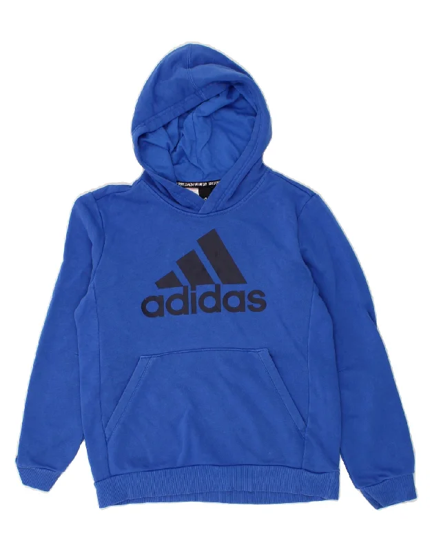 ADIDAS Boys Graphic Hoodie Jumper 11-12 Years Blue Cotton Hoodie with Sequins Glamorous Eye-catching ADIDAS Boys Graphic Hoodie Jumper 11-12 Years Blue Cotton Hoodie with Sequins Glamorous Eye-catching