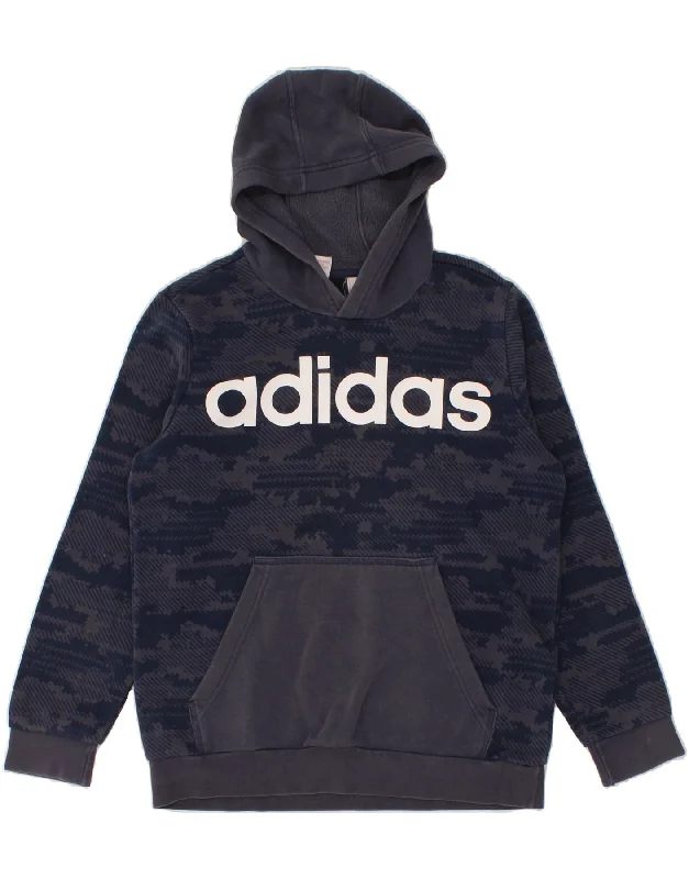 ADIDAS Boys Graphic Hoodie Jumper 13-14 Years Navy Blue Camouflage Cotton Hoodie with Hem Lace Feminine Delicate ADIDAS Boys Graphic Hoodie Jumper 13-14 Years Navy Blue Camouflage Cotton Hoodie with Hem Lace Feminine Delicate