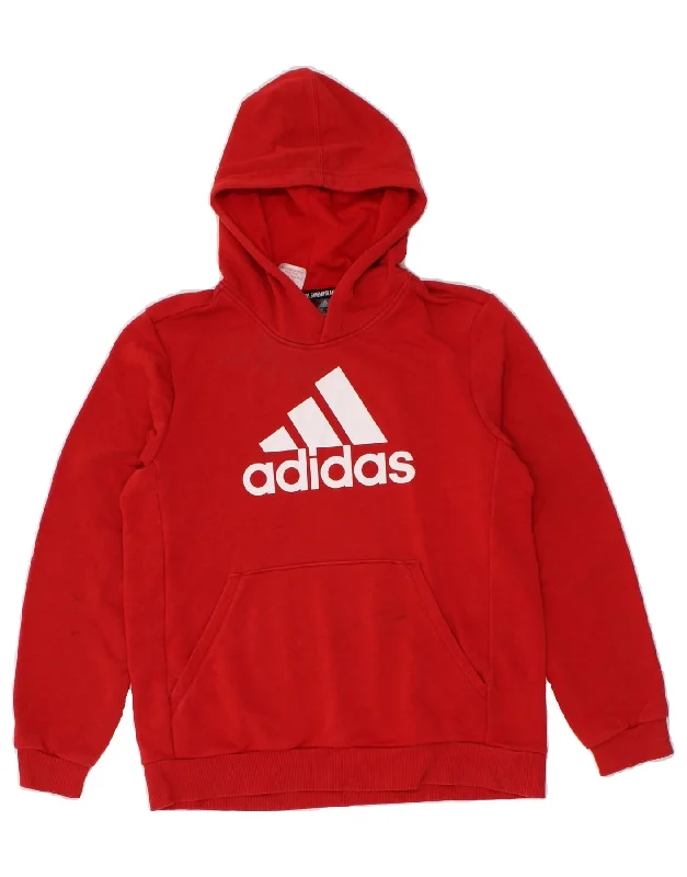ADIDAS Boys Graphic Hoodie Jumper 13-14 Years Red Cotton Hoodie with Reflective Safety Nightwear ADIDAS Boys Graphic Hoodie Jumper 13-14 Years Red Cotton Hoodie with Reflective Safety Nightwear