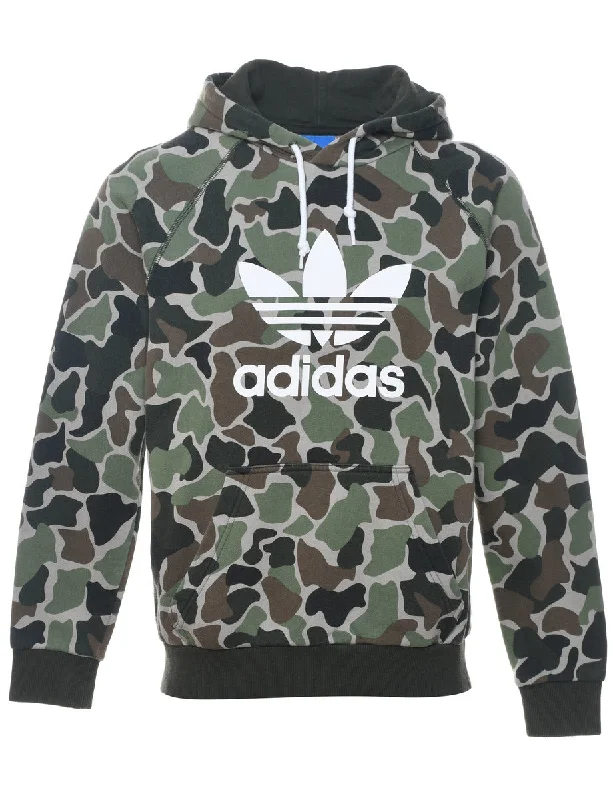 Adidas Camouflage Hoodie - S Hoodie with Earth Tones Natural Calm