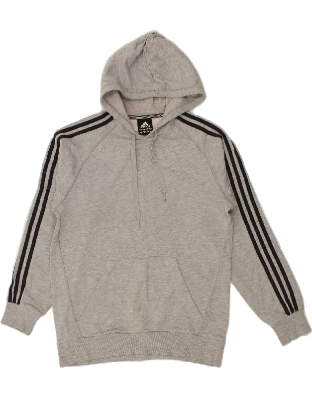 ADIDAS Mens Hoodie Jumper Small Grey Cotton Hoodie with Zipper Versatile Modern