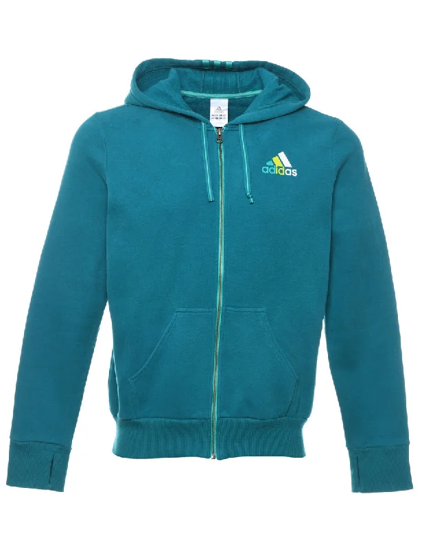 Adidas Turquoise Hooded Sweatshirt  - L Hoodie with Oversized Fit Loose Comfortable