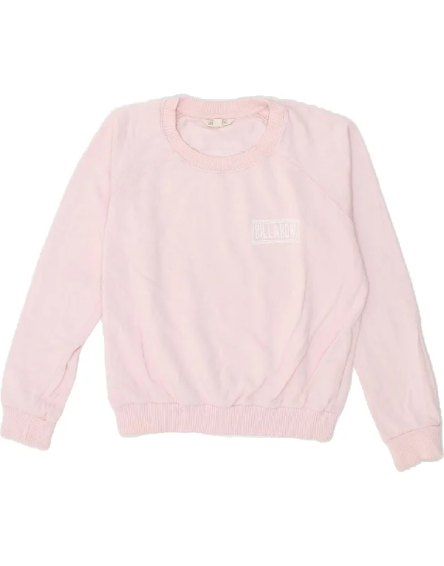 BILLABONG Womens Oversized Crop Graphic Hoodie Jumper UK 10 Small Pink Hoodie with Half-Zip Sporty Casual