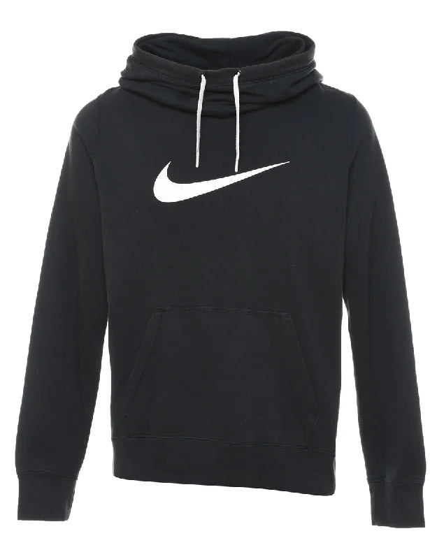 Black Nike Hooded Sweatshirt - L Hoodie with Elastic Waist Stretchable Comfortable