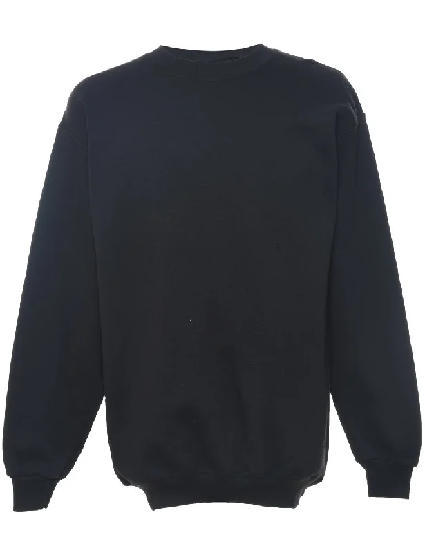 Black Plain Sweatshirt - L Hoodie with Slim Fit Tailored Modern
