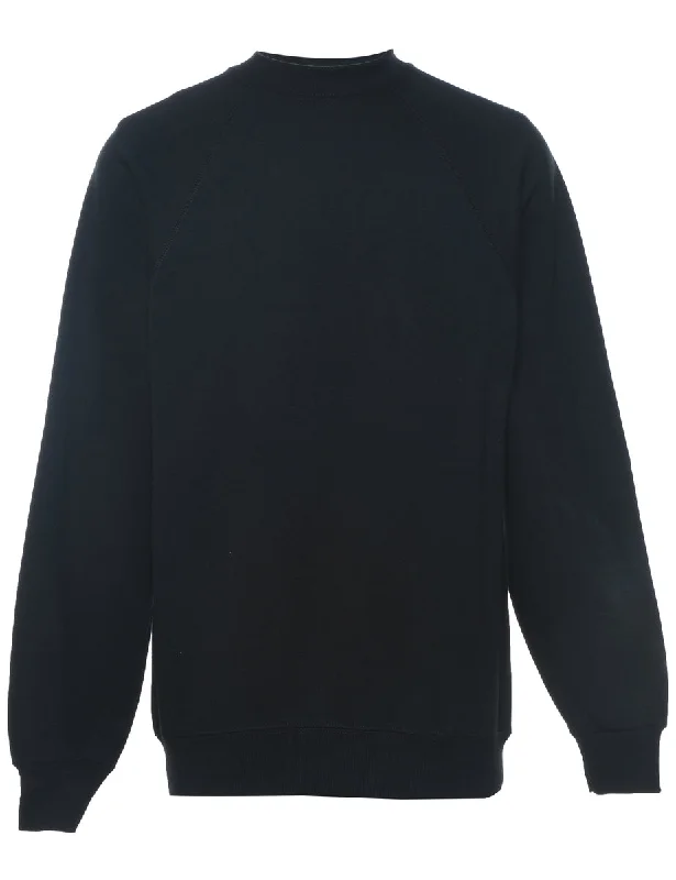 Black Plain Sweatshirt - S Hoodie with Elastic Cuffs Stretchable Comfortable