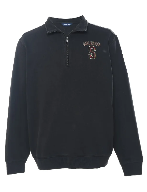 Black Quarter-Zip Sweatshirt - M Hoodie with Camouflage Military Edgy