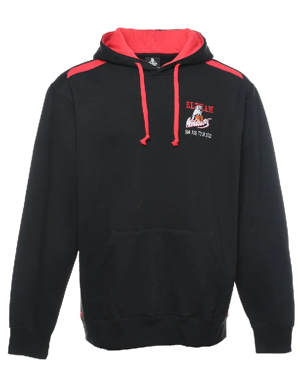 Black & Red Hooded Sweatshirt - XL Hoodie with Batwing Sleeves Loose Dramatic