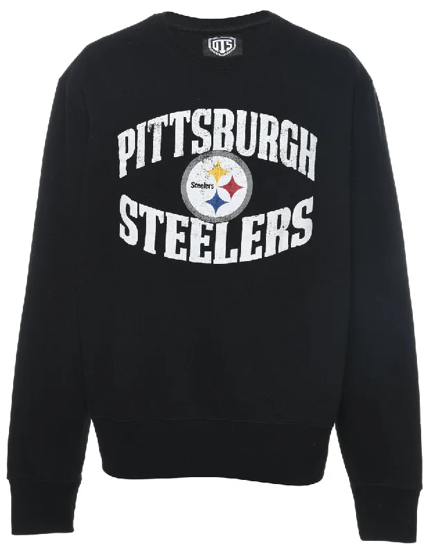 Black Steelers Pittsburgh Printed Sweatshirt - XL Hoodie with Back Slit Movement Comfort Black Steelers Pittsburgh Printed Sweatshirt - XL Hoodie with Back Slit Movement Comfort