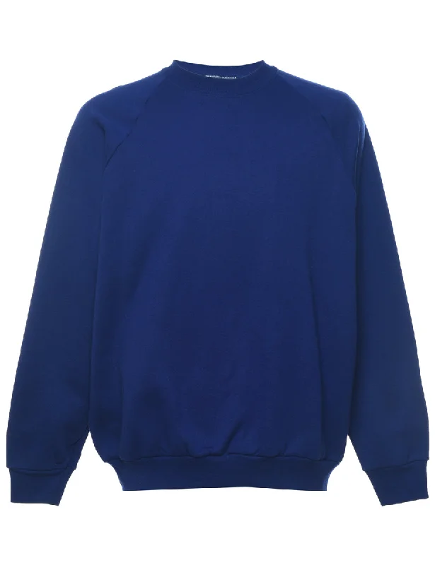 Blue Plain Sweatshirt - XL Hoodie with Tied Waist Feminine Flattering