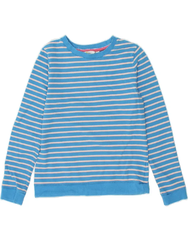 BODEN Womens Sweatshirt Jumper UK 6 XS Blue Striped Hoodie with Button Placket Classic Preppy