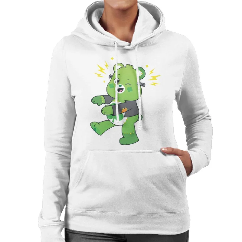 Care Bears UTM Halloween Good Luck Bear Frankenstein Women's Hooded Sweatshirt Hoodie with Magnetic Closure Innovative Modern